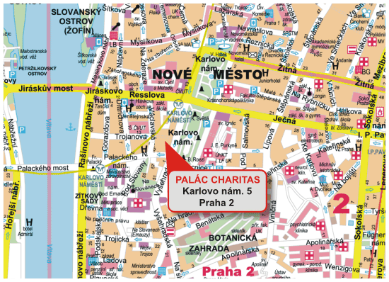 mapa místa konání - palác Charitas, Karlovo náměstí 5, Praha